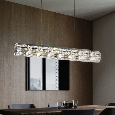 Elegant Metal Crystal Bi-Pin Pendant Light with Adjustable Hanging Length for Ambient Lighting