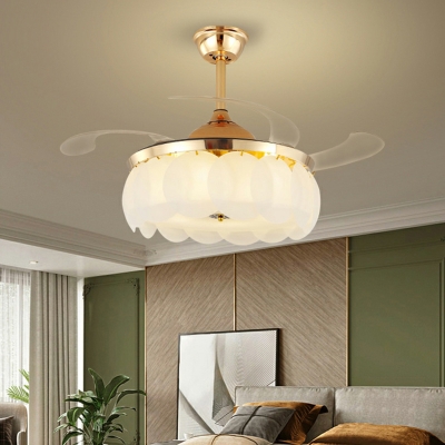 Modern Gold Ceiling Fan with Remote Control and Dimmable LED Light