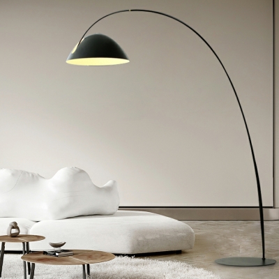 Modern Metal Floor Lamp with Iron Shade for Living Room in Black