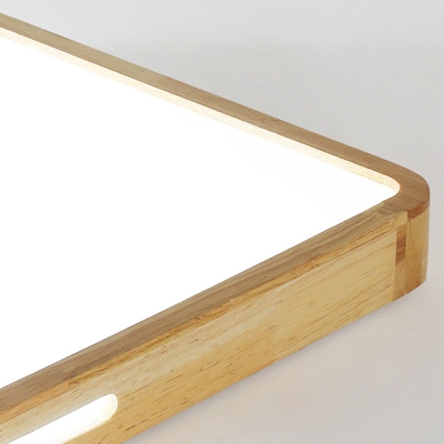 Wood Flush Mount LED Ceiling Light with Acrylic Shade and Ambient Lighting for Residential Use