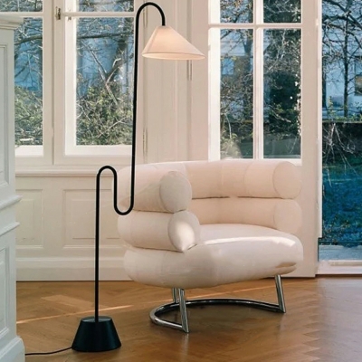 Contemporary Metal Floor Lamp with Fabric Lampshade for Dining Room and Living Room