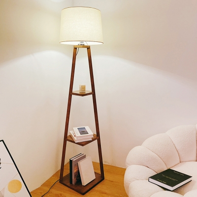 Contemporary Rubber Wood Floor Lamp with Resin Shade and Foot Vuitton Switch for Home Decoration