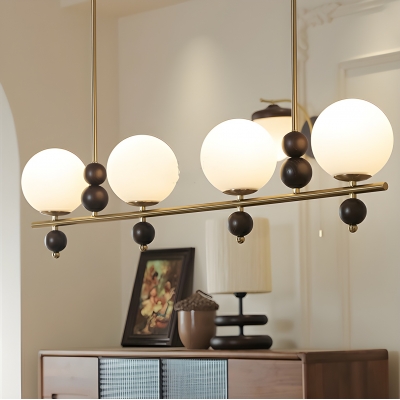Metal Island Light with Adjustable Hanging Length and Globe Glass Shade