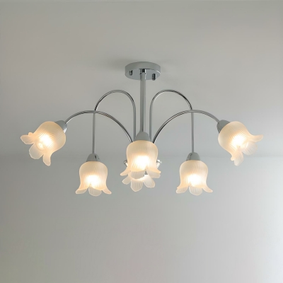 Modern Metal Chandelier with Glass Lampshade for Bedroom & Living Room
