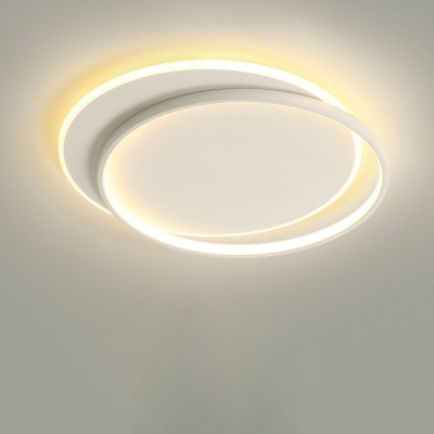 Contemporary Double Circle Metal LED Ceiling Light with Acrylic Lampshade for Living Room