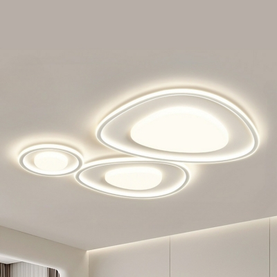 Contemporary Metal LED Ceiling Light with Acrylic Lampshade in White
