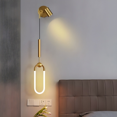 Light Luxury Bedroom Metal & Acrylic LED Sconce Wall Light with Warm Light