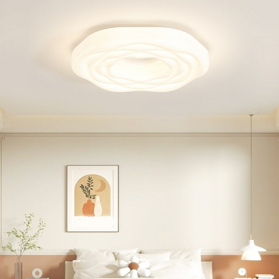 Modern Hardwired Iron Flush Mount Ceiling Light with PE Lampshade for Living Room