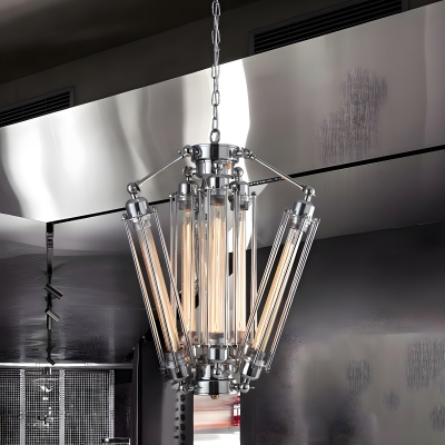 Modern Iron Chandelier with Adjustable Hanging Length in Chrome for Bedroom