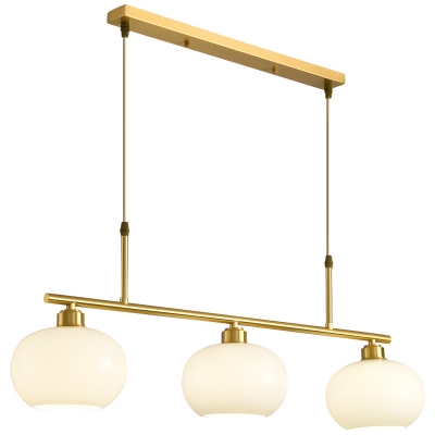 Modern Metal Adjustable Hanging Length Island Light with Glass Shade and Bulb Not Included