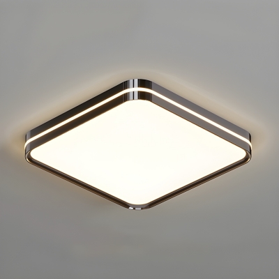 Modern Metal Flush Mount Ceiling Light with Acrylic Shade in Chrome for Living Room