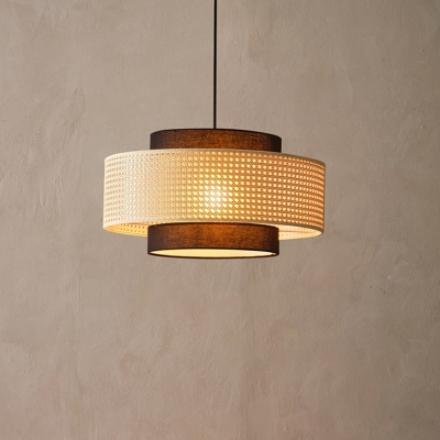 Modern Metal Rattan Pendant with Adjustable Hanging Length and Bulb Not Included