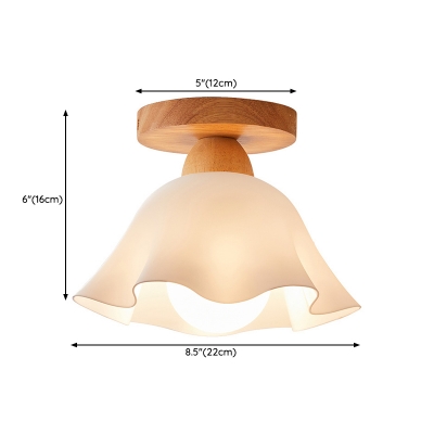 Modern Solid Wood Flower Shape Semi-Flushmount Ceiling Light with Acrylic Shade