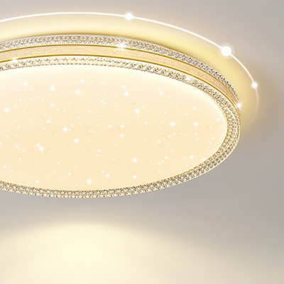 Modern White Metal Flush Mount Ceiling Light with Acrylic Shade for Living Room