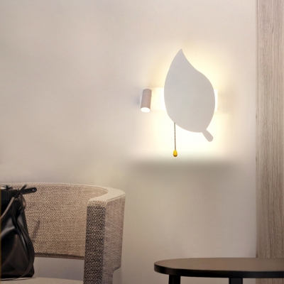 Modern White Metal LED Wall Lamp Hardwired with Spotlight for Living Room