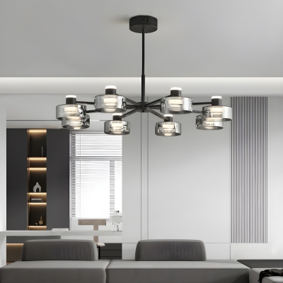Contemporary Copper LED Chandelier with Acrylic Lampshade in Black