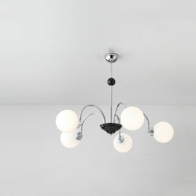 Contemporary Metal Chandelier with No Blub Included and Milky White Glass Lampshade for Living Room