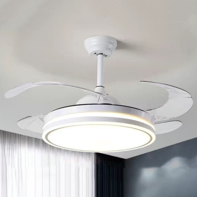 Modern 4 Blade Ceiling Fan with Downrods & Integrated 3 Color Light & Remote Control