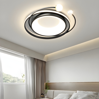 Modern Black Flush Mount Ceiling Light with Acrylic Shade for Living Room & Bedroom