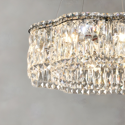 Modern Crystal Chandelier with No Bulb Included and Adjustable Hanging Length in Silver