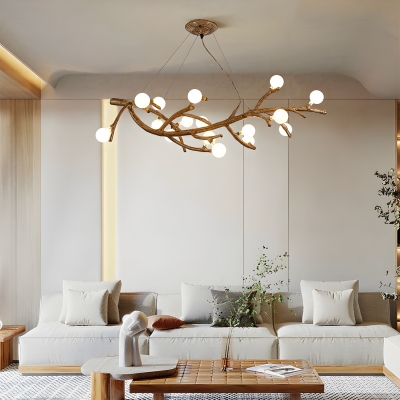 Modern Resin + Metal Chandelier with Glass Shade for Living Room & Dining Room