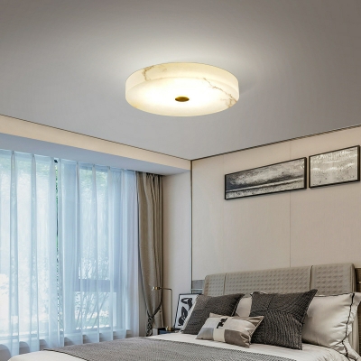 Contemporary Bronze Flush Mount Ceiling Light with Stone Shade for Living Room and Bedroom