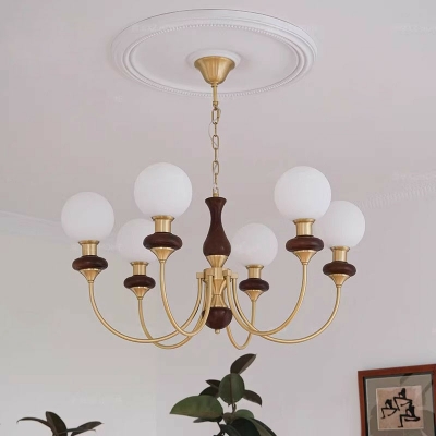 Elegant Modern Metal Chandelier with LED Light and Glass Shade for Modern Home