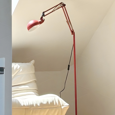 Modern Adjustable Three-fold Mechanical Arm Floor Lamp in Red for Living Room