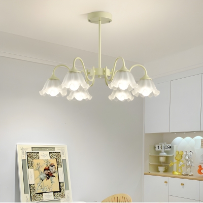 Modern Beige Geometric Chandelier with White Frosted Glass Shade and Direct Wired Electric