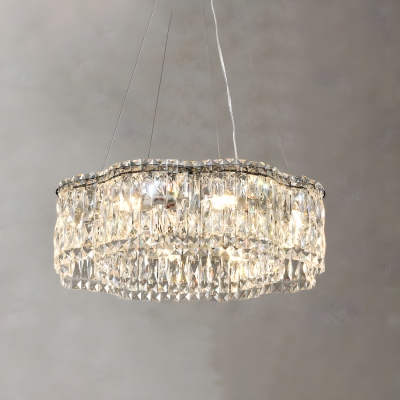 Modern Crystal Chandelier with No Bulb Included and Adjustable Hanging Length in Silver