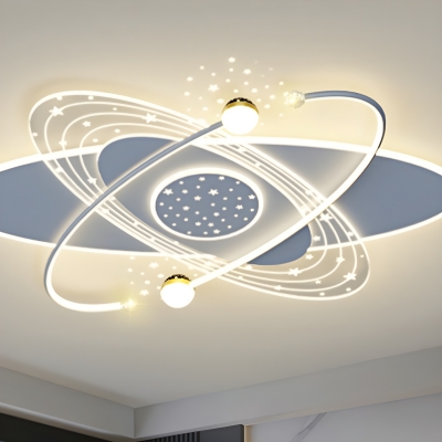 Modern Living Room & Bedroom Flush Mount Ceiling Fixture with LED Light Source