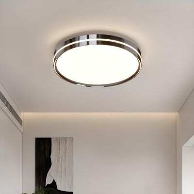 Modern Metal Flush Mount Ceiling Light with Acrylic Shade in Chrome for Living Room