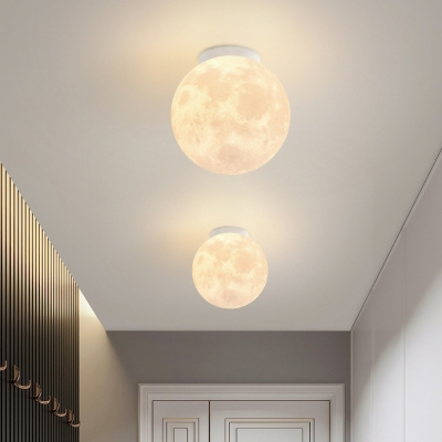 Elegant Round LED Semi-Flush Mount Ceiling Light with Downwards Emitting Shade in White