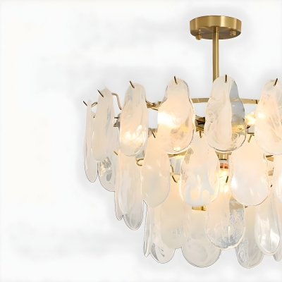 Glam Metal Chandelier with Crystal Glass Lampshade for Bedroom