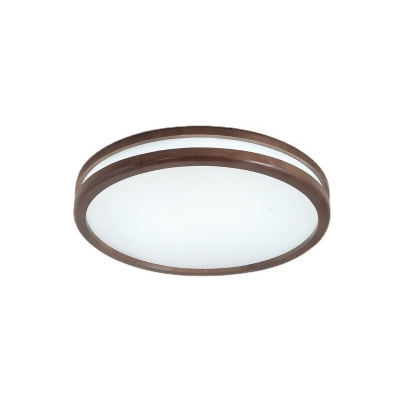 LED Solid Wood Shade Ambient Flush Mount Ceiling Light with Walnut Shade