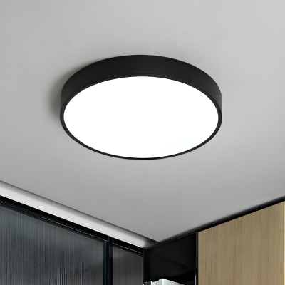 Modern Black Round Led Flush Mount Ceiling Lights with White Acrylic Shade for Bedroom & Balcony