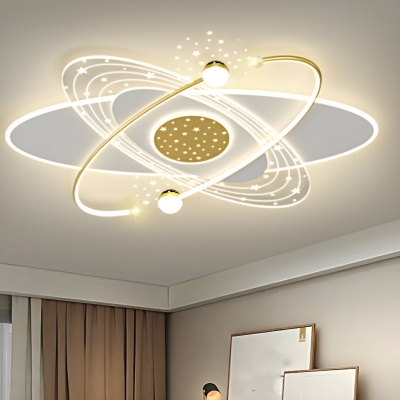 Modern Living Room & Bedroom Flush Mount Ceiling Fixture with LED Light Source