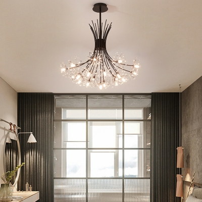Stylish Geometric Chandelier with Clear Crystal Component in Modern Design for Residential Use