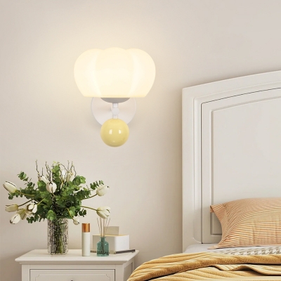 Fashionable Cast Iron 1-Light Wall Sconce with Cute White Acrylic Shade