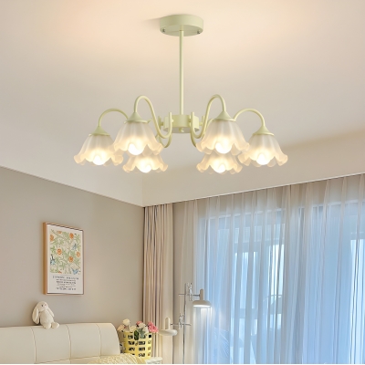 Modern Beige Geometric Chandelier with White Frosted Glass Shade and Direct Wired Electric