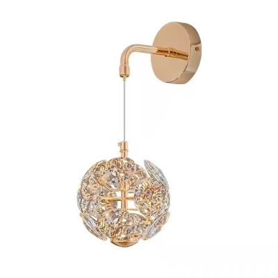 Modern Gold Crystal Shade Wall Sconce with 3 Color Lighting Options for Residential Use