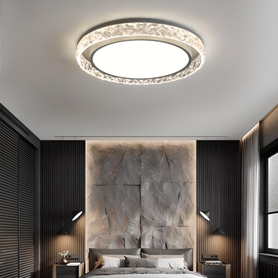 Modern Metal Round Flush Mount Ceiling Light with Acrylic Shade