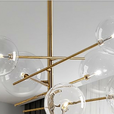 Contemporary Metal Chandelier with Clear Glass Shades in Gold for Home Use