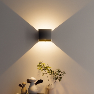 Modern Black Automatic Induction Metal 2-Light LED Wall Lamp for Residential Use