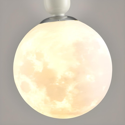 Modern Metal Pendant Light with Adjustable Hanging Length and Moon Lampshade