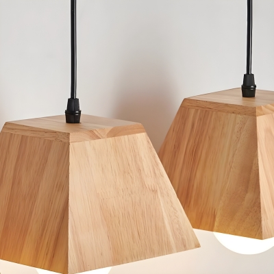 Scandinavian Wood Pendant Light with Adjustable Hanging Length and Wooden Lampshade