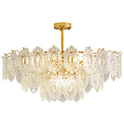 Contemporary Clear Glass Chandelier in Metal Material with Ambient Lighting and Direct Wired Power