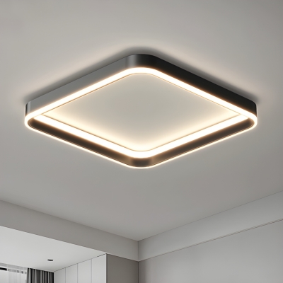 Contemporary LED Metal Flush Mount Ceiling Light with Acrylic Shade in Black for Living Room