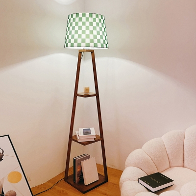 Contemporary Rubber Wood Floor Lamp with Resin Shade and Foot Vuitton Switch for Home Decoration