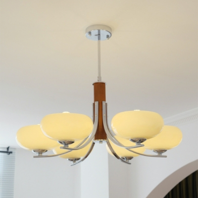 Modern Chandelier with Glass Shades and Adjustable Hanging Length for Living Room